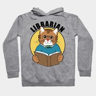 Librarian Cat Man Reading Book Hoodie